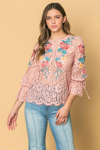 EMBROIDERED LACE TOP - Glamourous Grace