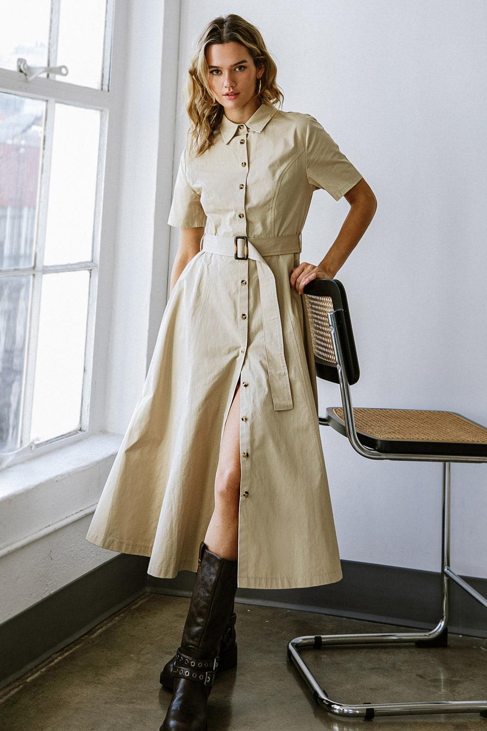 LUCKY ME WOVEN MIDI DRESS - Glamourous Grace