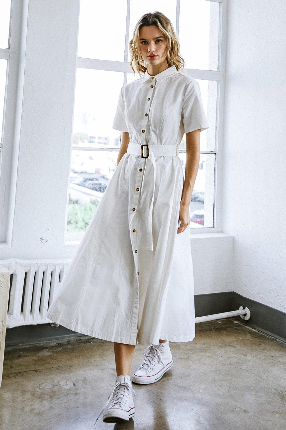 LUCKY ME WOVEN MIDI DRESS - Glamourous Grace