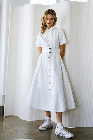 LUCKY ME WOVEN MIDI DRESS - Glamourous Grace