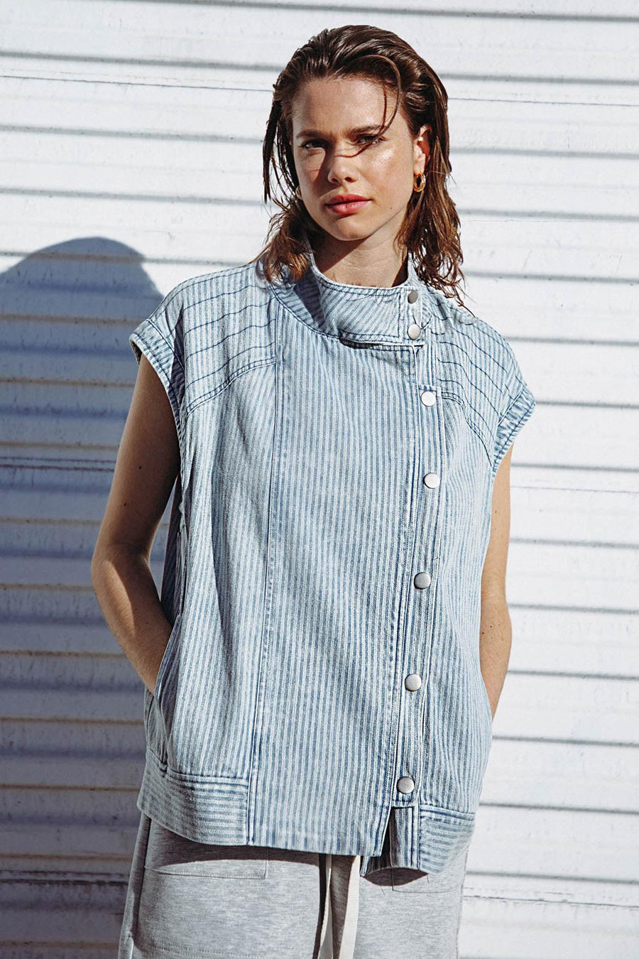 LATE SUMMER NIGHTS DENIM VEST - Glamourous Grace
