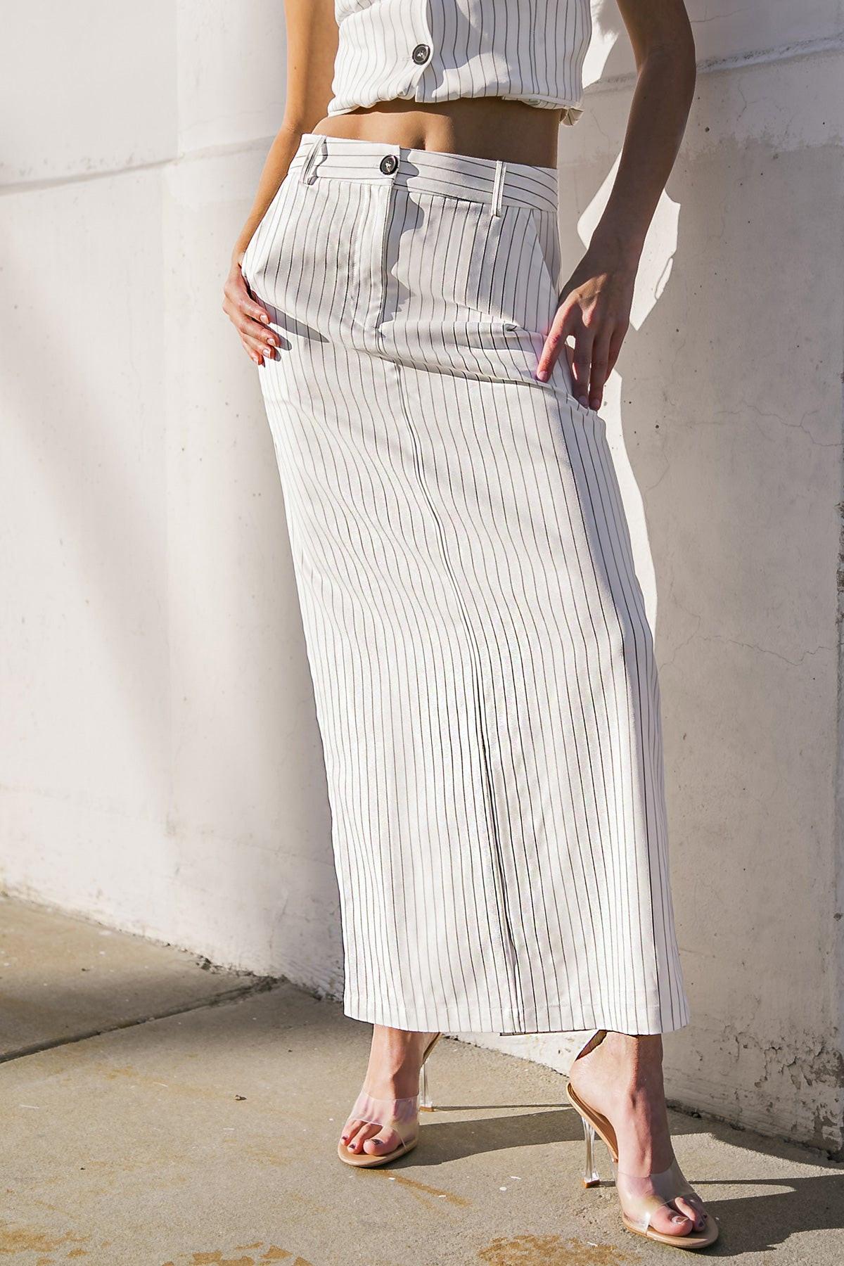 GET TO THE POINT WOVEN MIDI SKIRT - Glamourous Grace