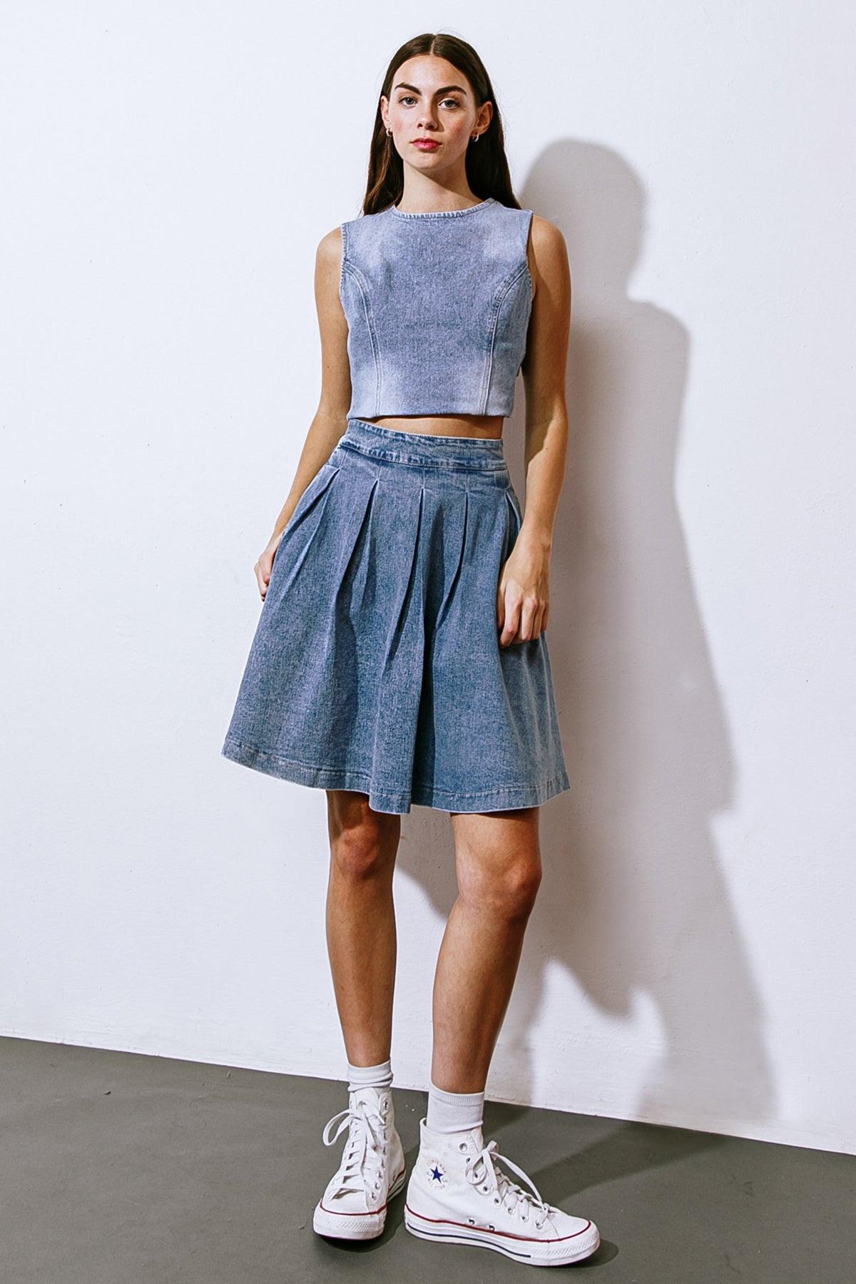 YOUR EYES ON MINE DENIM MINI SKIRT - Glamourous Grace