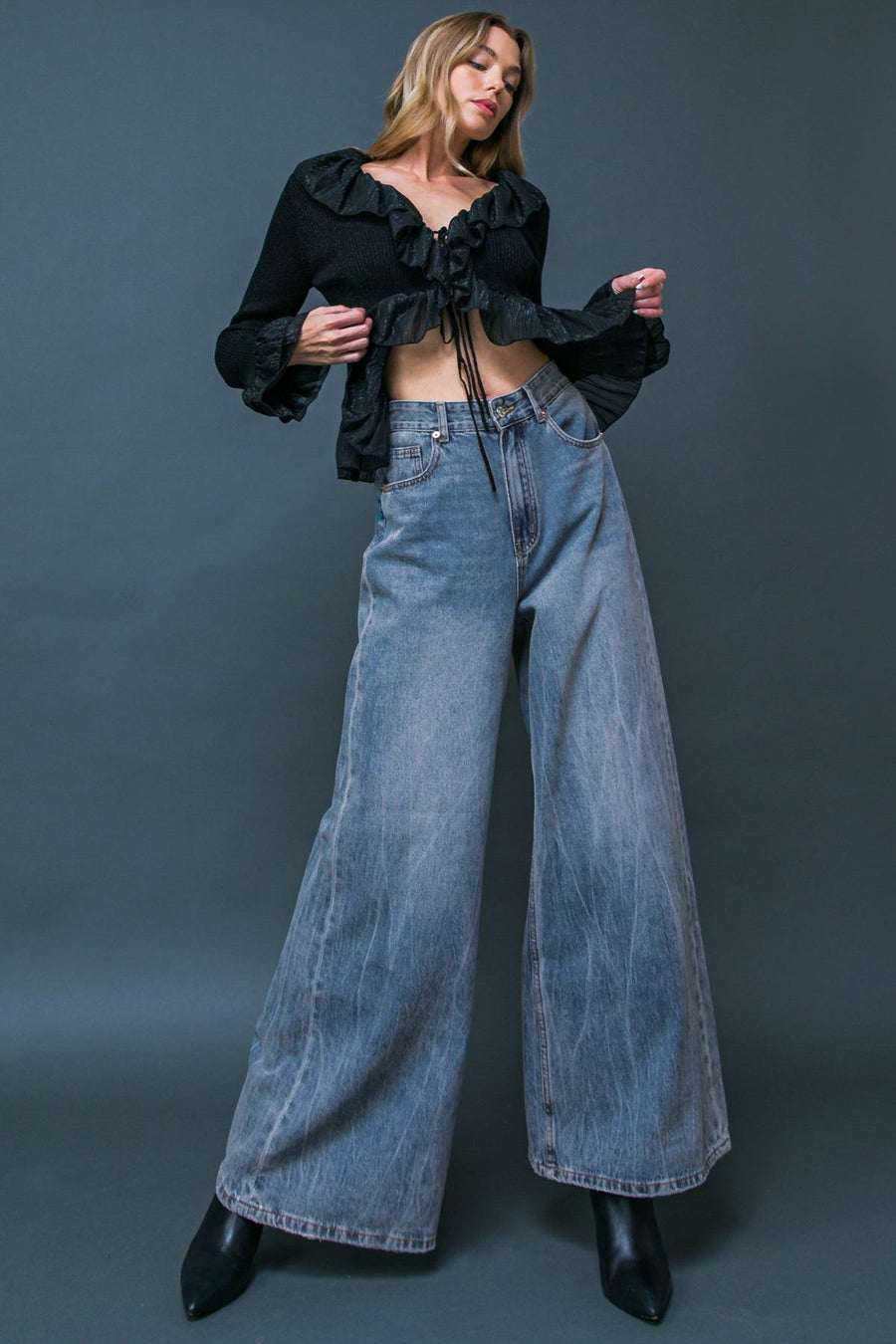 DARING TREND WASHED DENIM PANTS - Glamourous Grace
