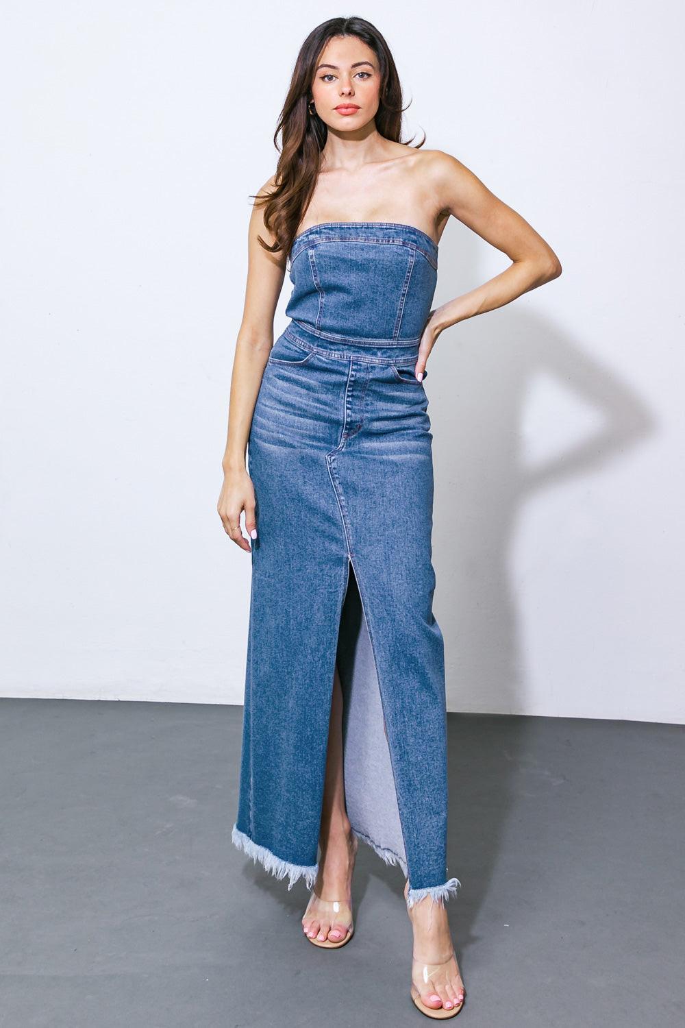 DREAMS COME TRUE DENIM MIDI DRESS - Glamourous Grace