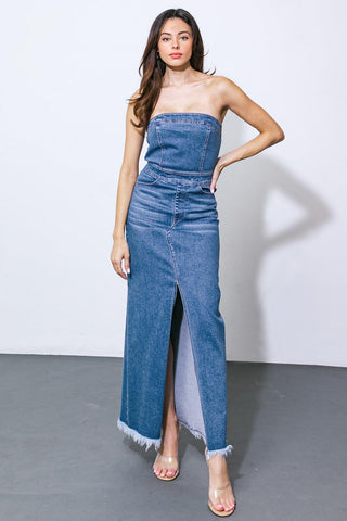 DREAMS COME TRUE DENIM MIDI DRESS - Glamourous Grace