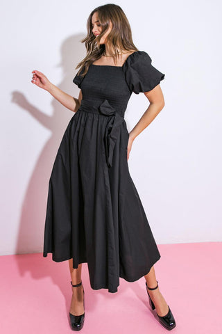 A PEACEFUL PLACE WOVEN MIDI DRESS - Glamourous Grace