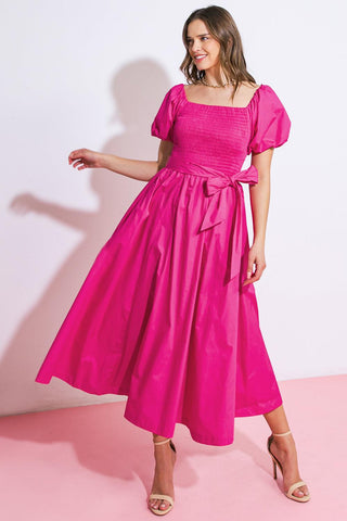 A PEACEFUL PLACE WOVEN MIDI DRESS - Glamourous Grace