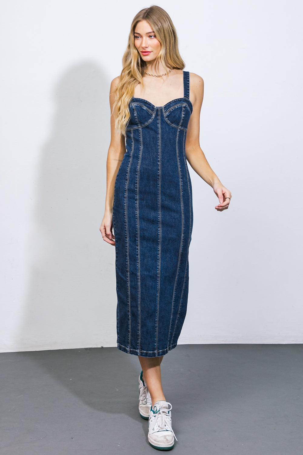 A GREATER LOVE DENIM MIDI DRESS - Glamourous Grace