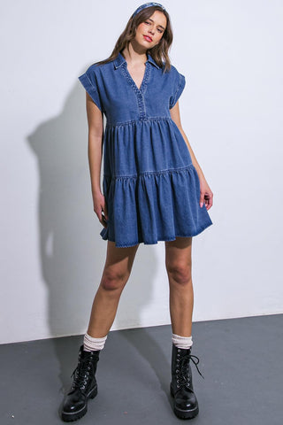 JUST THE BEGINNING TWILL MINI DRESS - Glamourous Grace