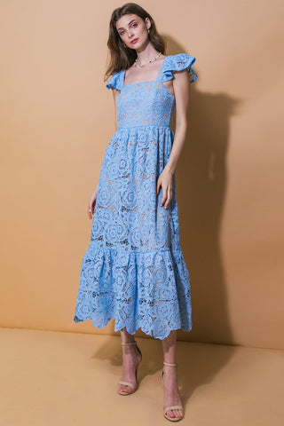 STILL THINKING LACE MIDI DRESS - Glamourous Grace