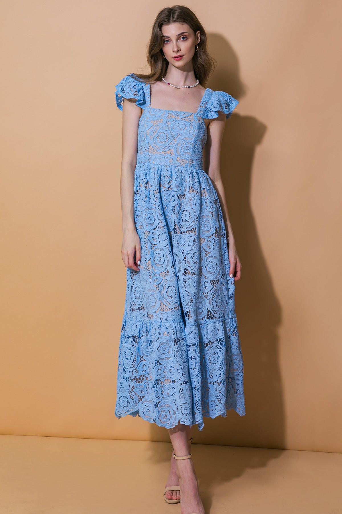 STILL THINKING LACE MIDI DRESS - Glamourous Grace