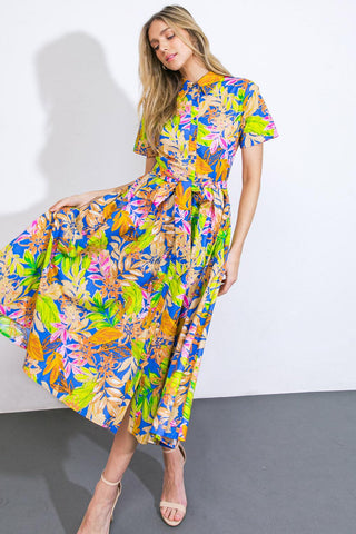 KEEP BLOOMING WOVEN MIDI DRESS - Glamourous Grace