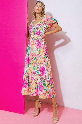 IT STARTS NOW WOVEN MIDI DRESS - Glamourous Grace