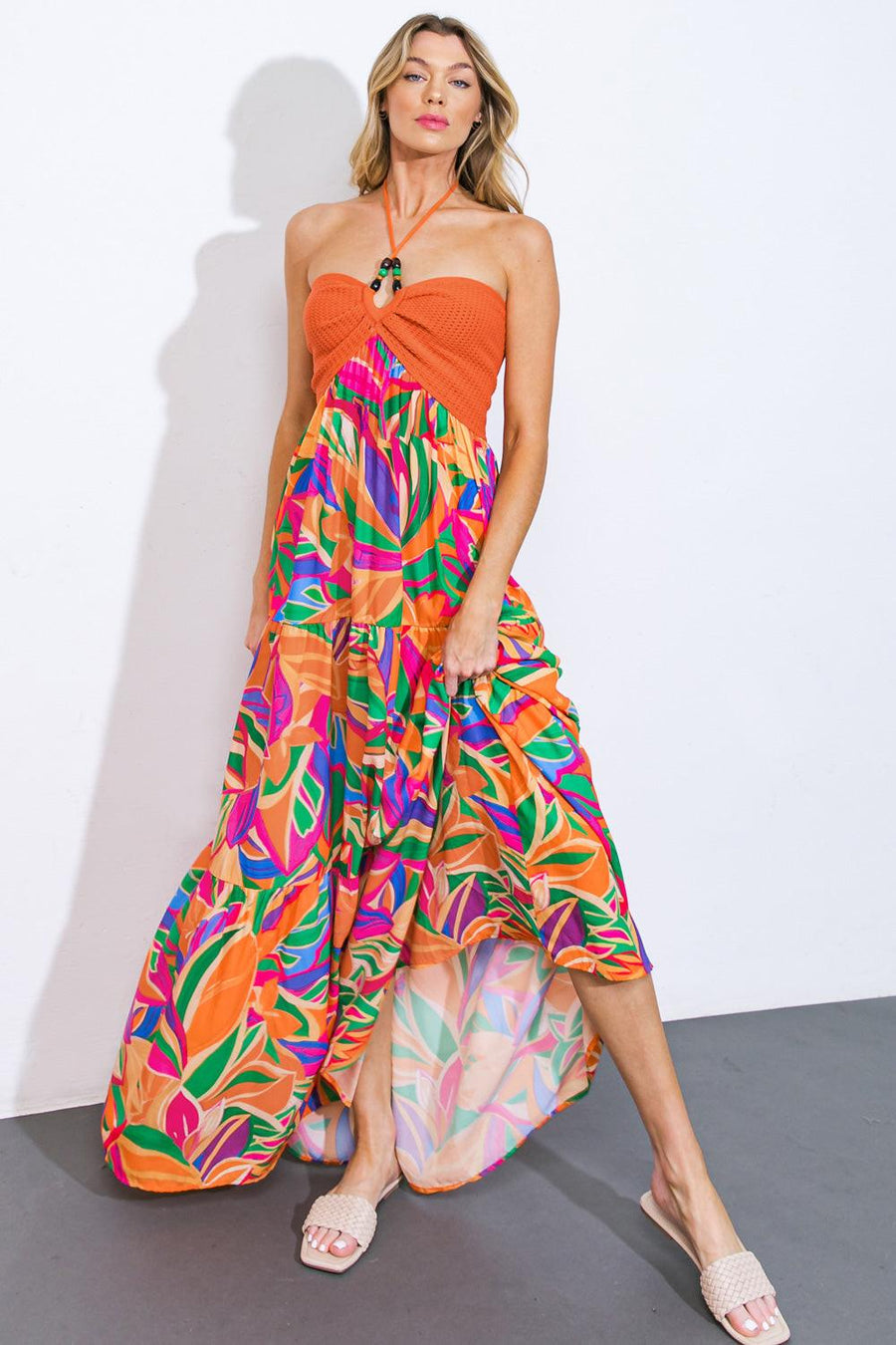 INTO THE THICK OF IT COMBINATION MIDI DRESS - Glamourous Grace