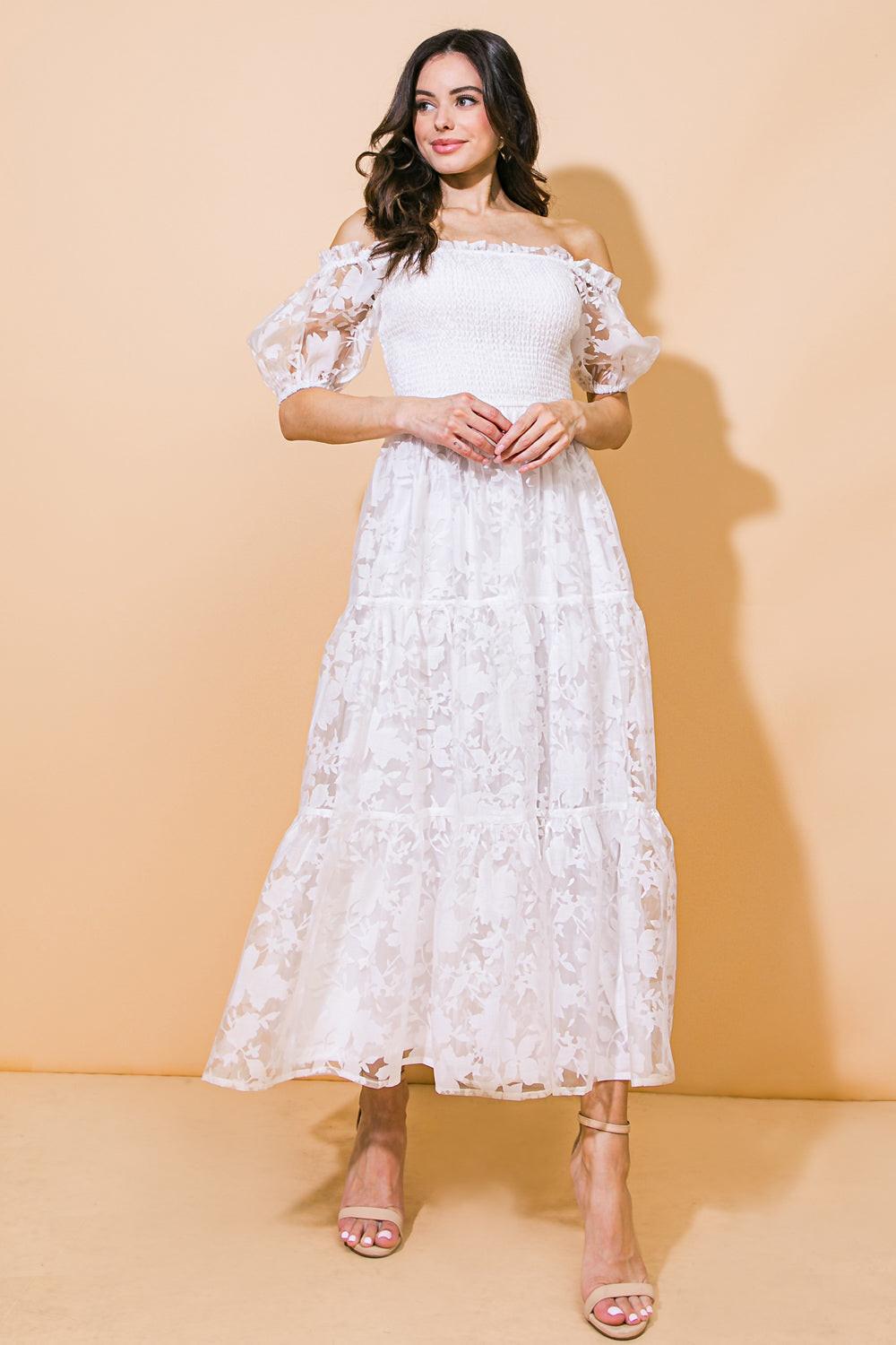 LOVE IN YOUR EYES WOVEN MIDI DRESS - Glamourous Grace