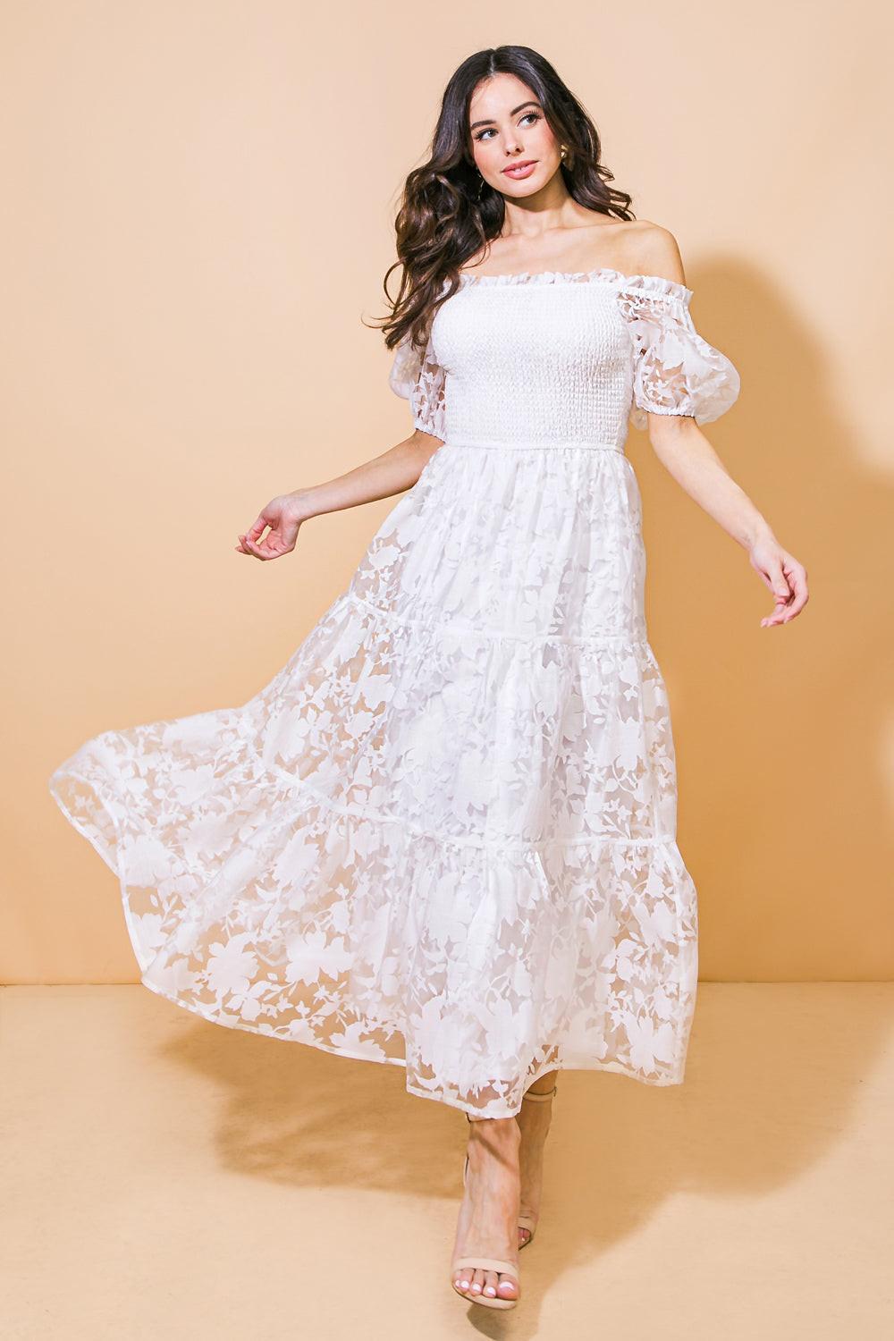 LOVE IN YOUR EYES WOVEN MIDI DRESS - Glamourous Grace