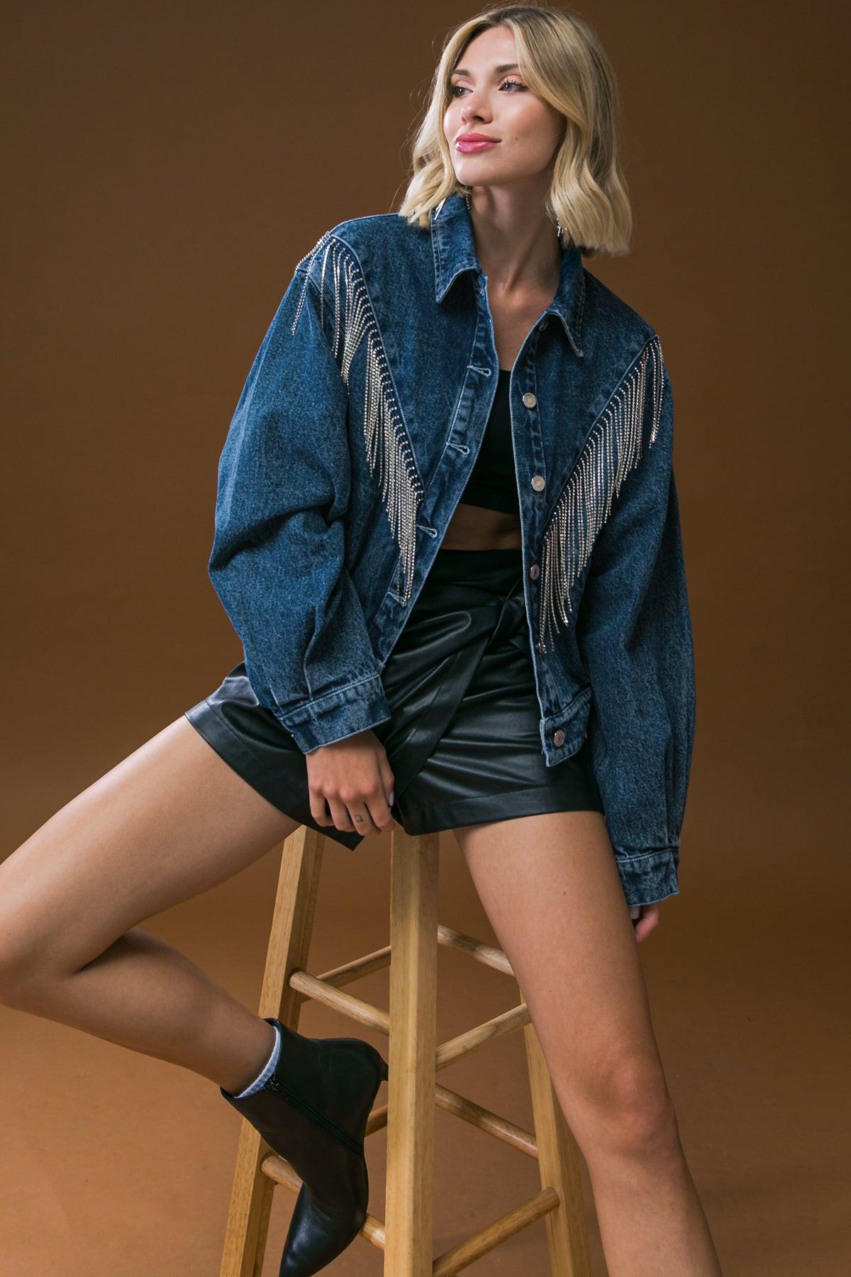 STUNNING EXCELLENCE WASHED DENIM JACKET - Glamourous Grace