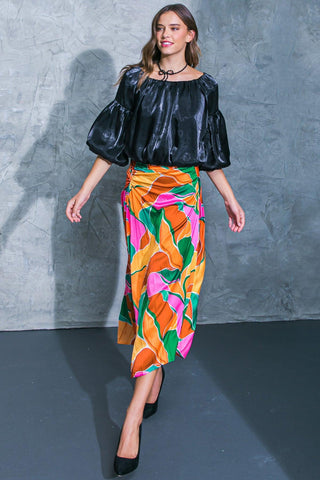 GRACEFUL IMPRESSION WOVEN MIDI SKIRT - Glamourous Grace