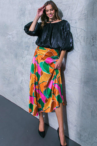 GRACEFUL IMPRESSION WOVEN MIDI SKIRT - Glamourous Grace
