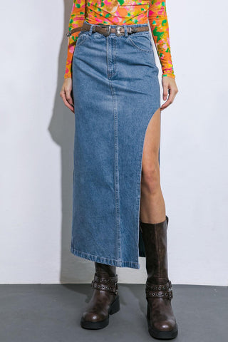 KEEP SHINING DENIM MIDI SKIRT - Glamourous Grace