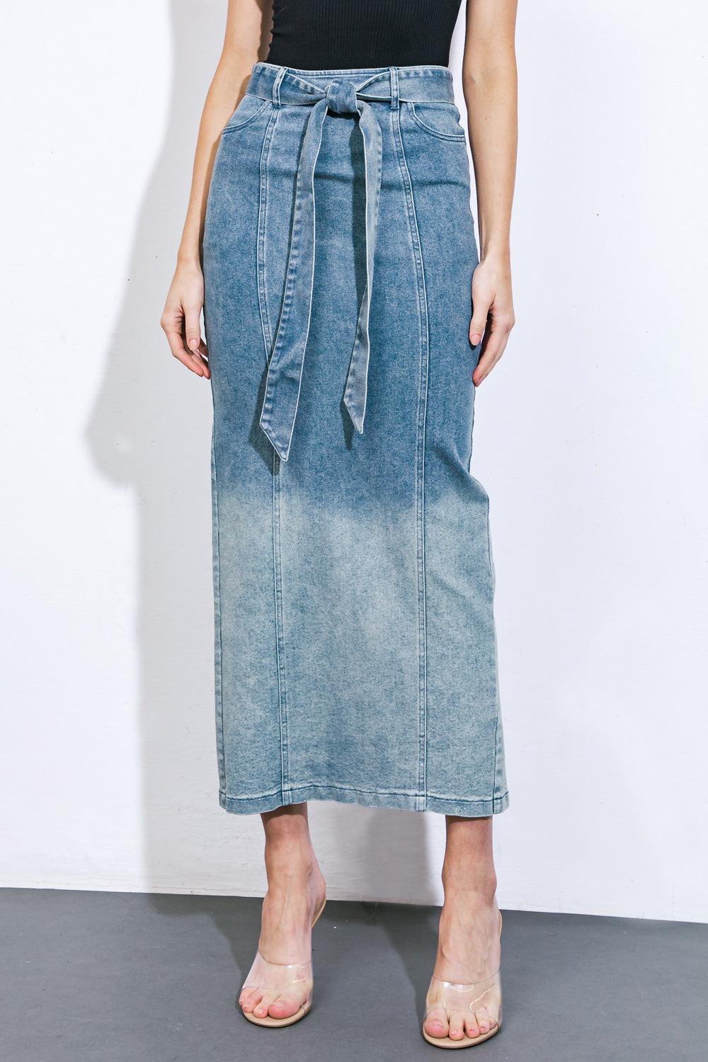 THE GRASS IS GREENER DENIM MIDI SKIRT - Glamourous Grace