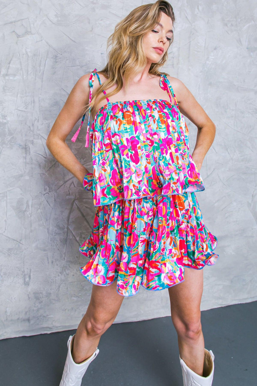 PUT A SPIN WOVEN ROMPER - Glamourous Grace