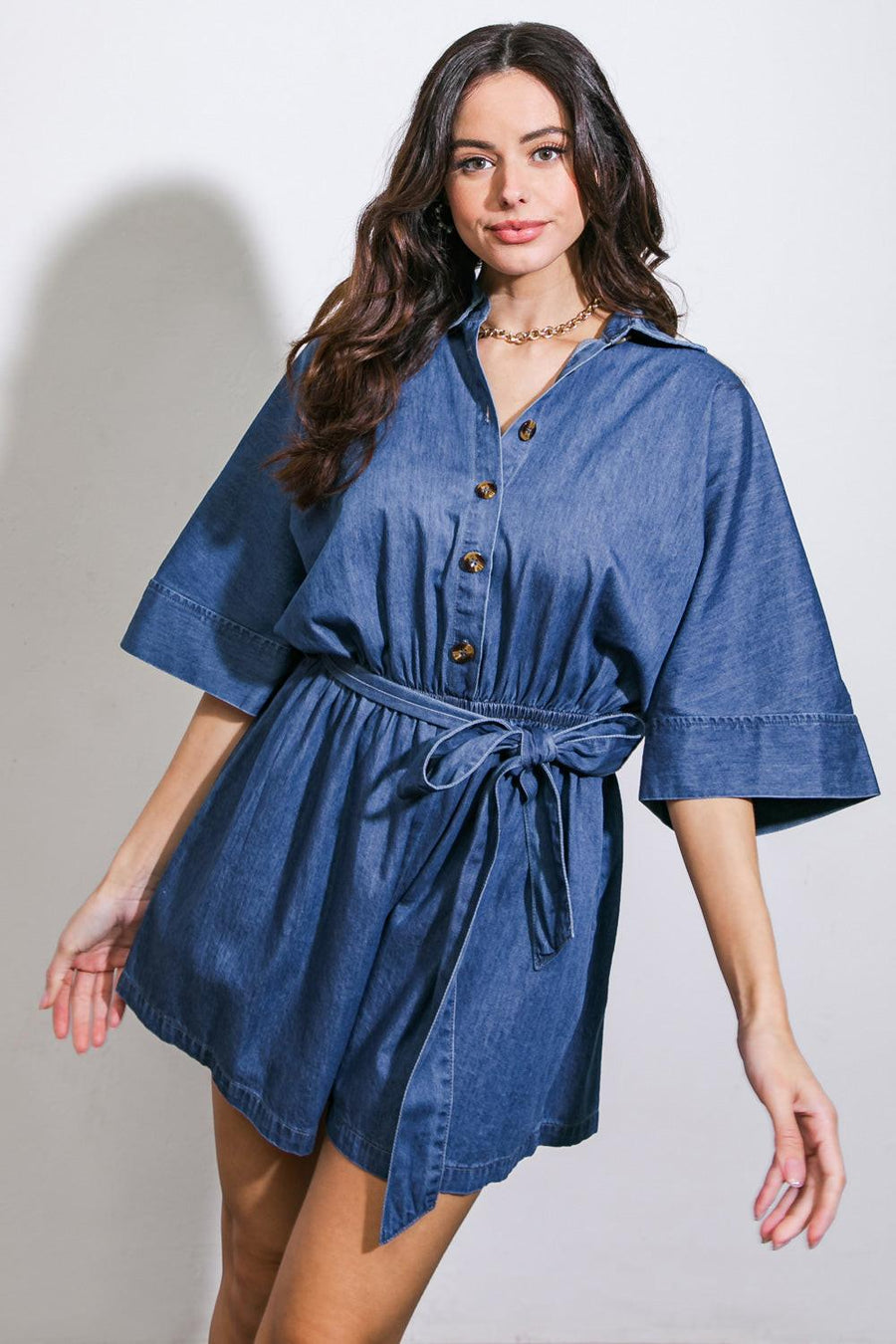 SEIZE THE DAY DENIM ROMPER - Glamourous Grace