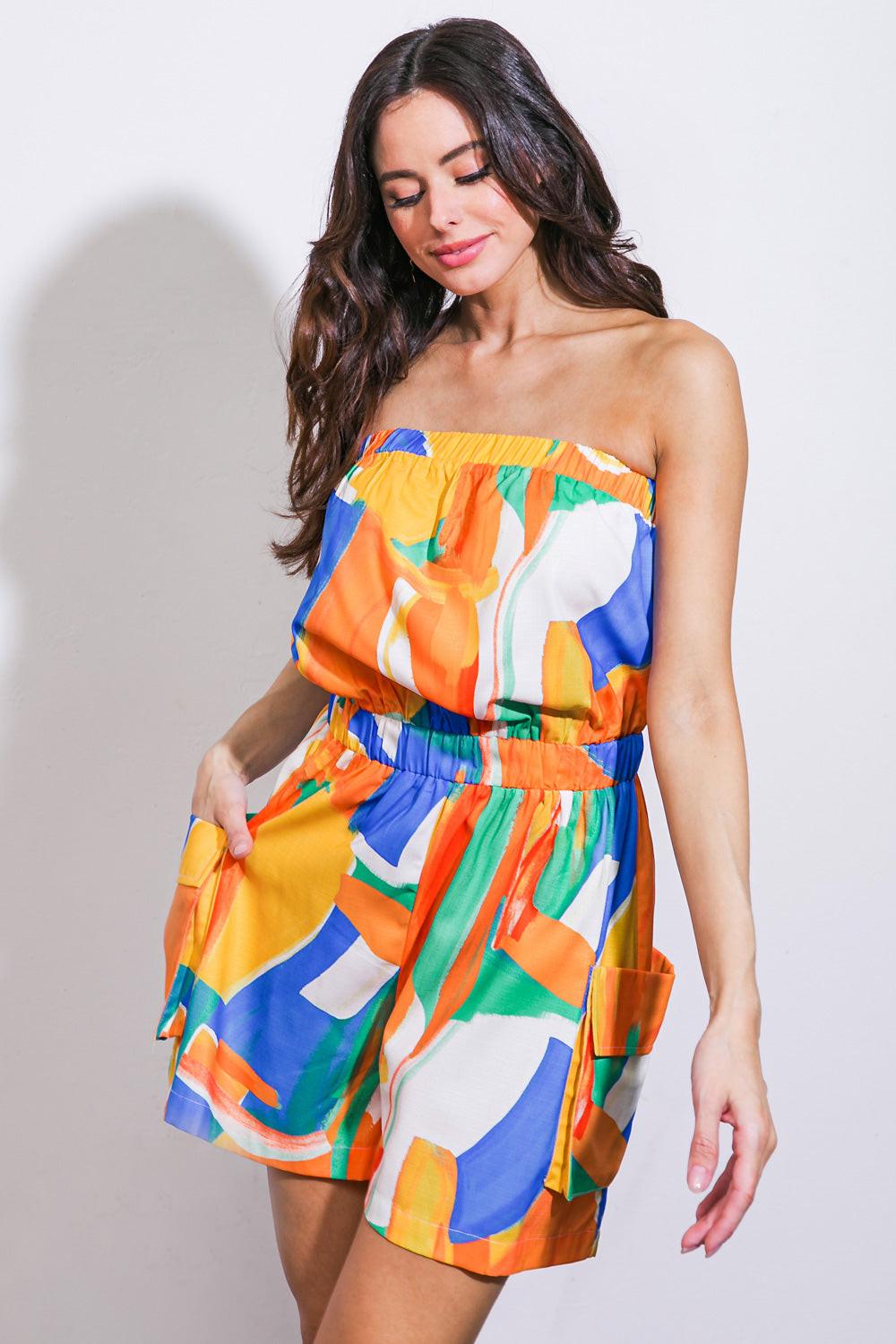 VIVID IMAGINATION WOVEN ROMPER - Glamourous Grace