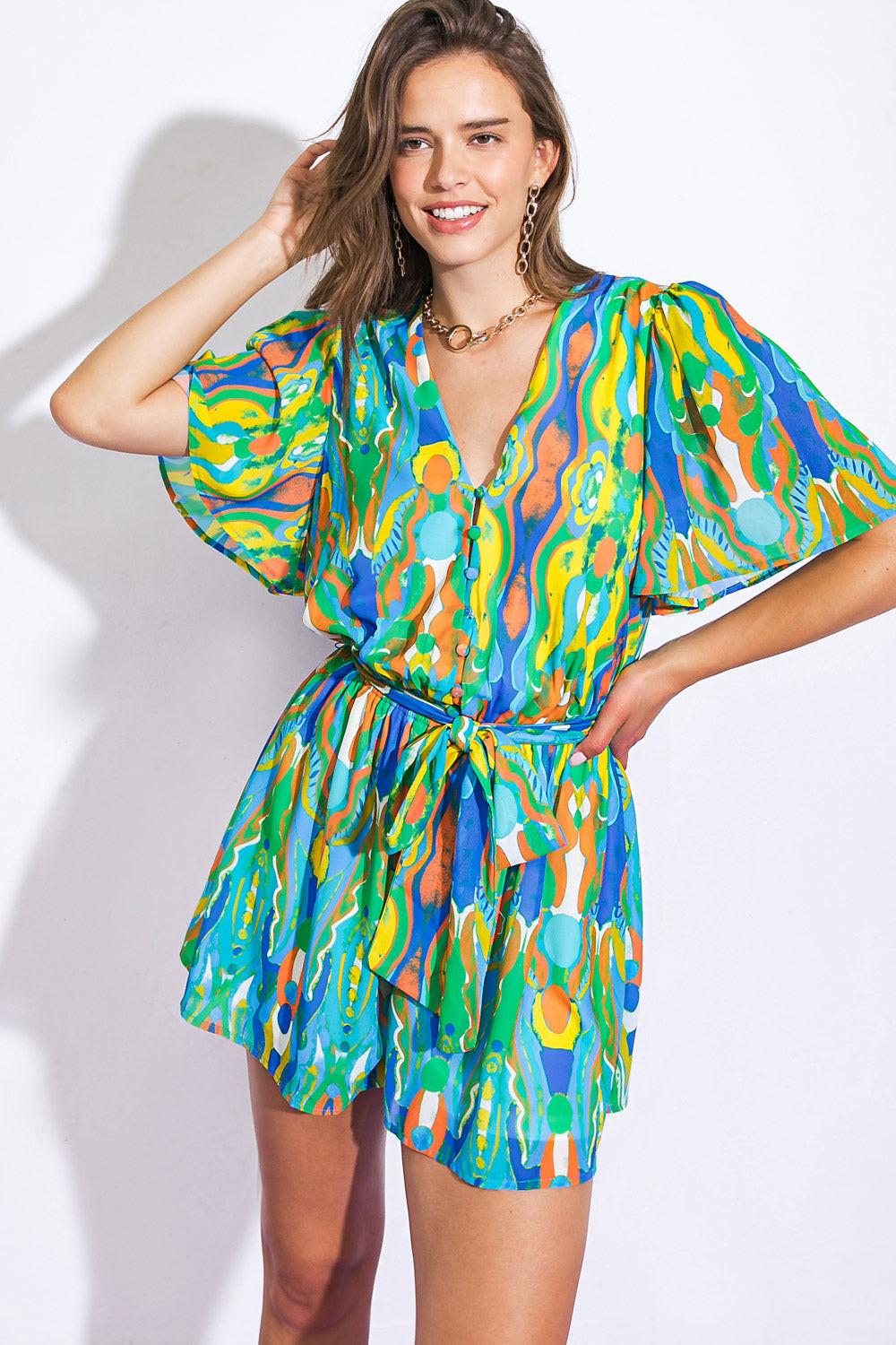 IN MY HAPPY PLACE WOVEN ROMPER - Glamourous Grace