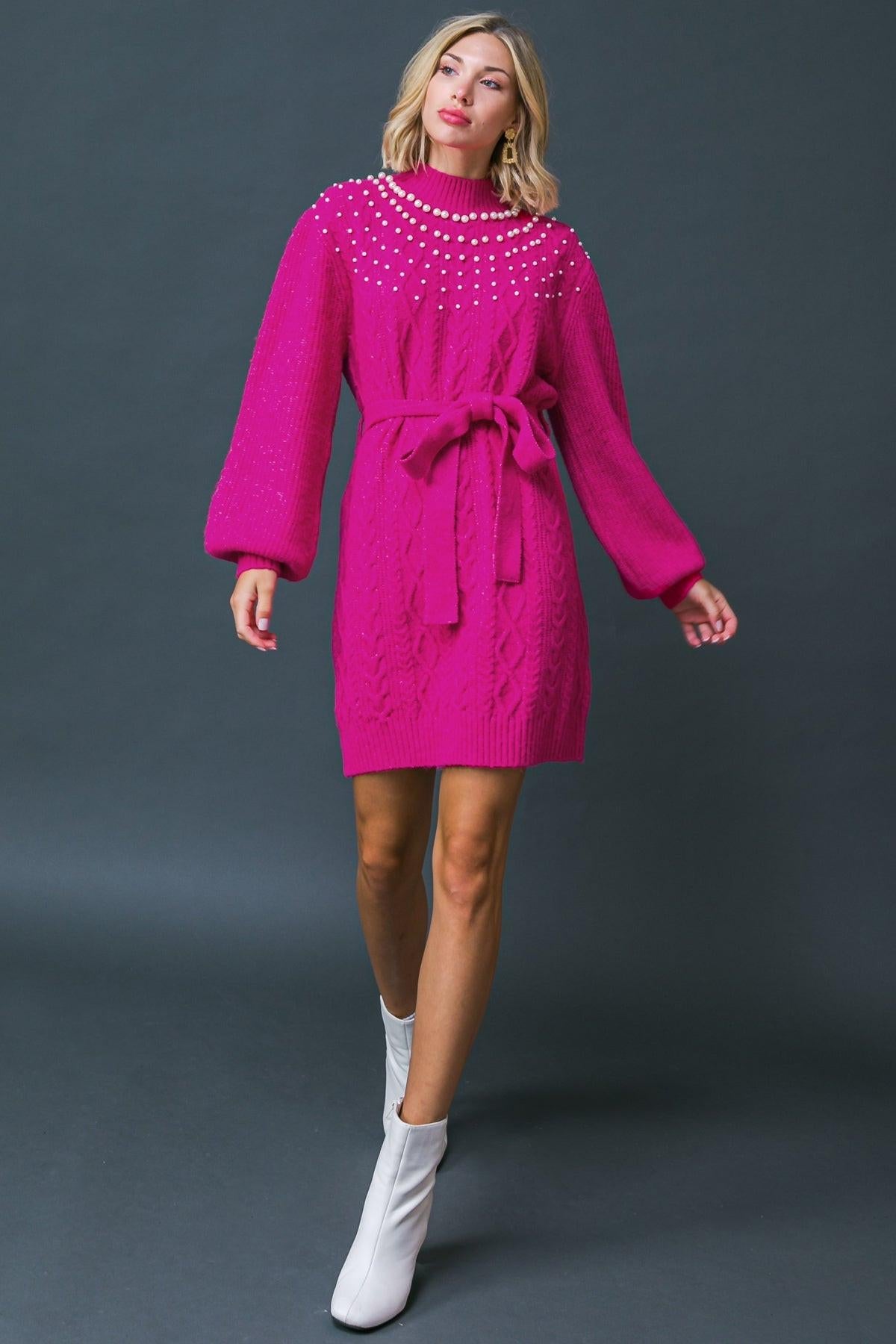 BRING THE VIBES SWEATER MINI DRESS - Glamourous Grace