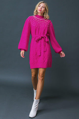 BRING THE VIBES SWEATER MINI DRESS - Glamourous Grace