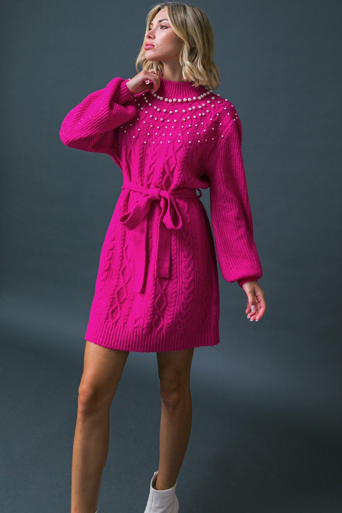 BRING THE VIBES SWEATER MINI DRESS - Glamourous Grace