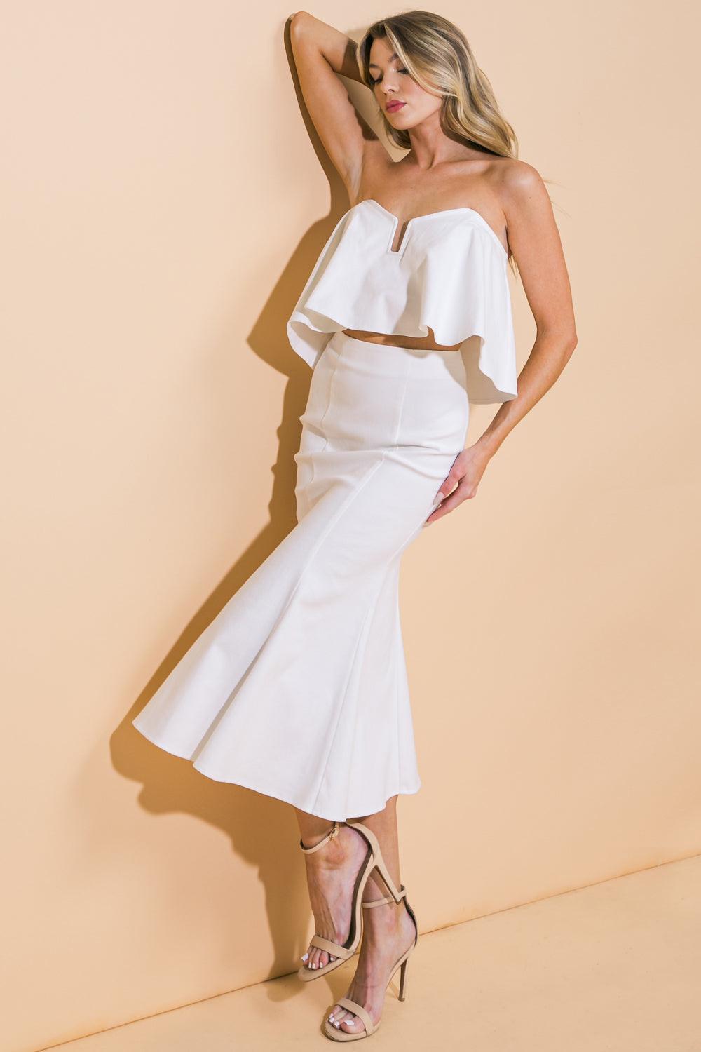 SUNSET STROLL WOVEN TWILL TOP AND SKIRT SET - Glamourous Grace
