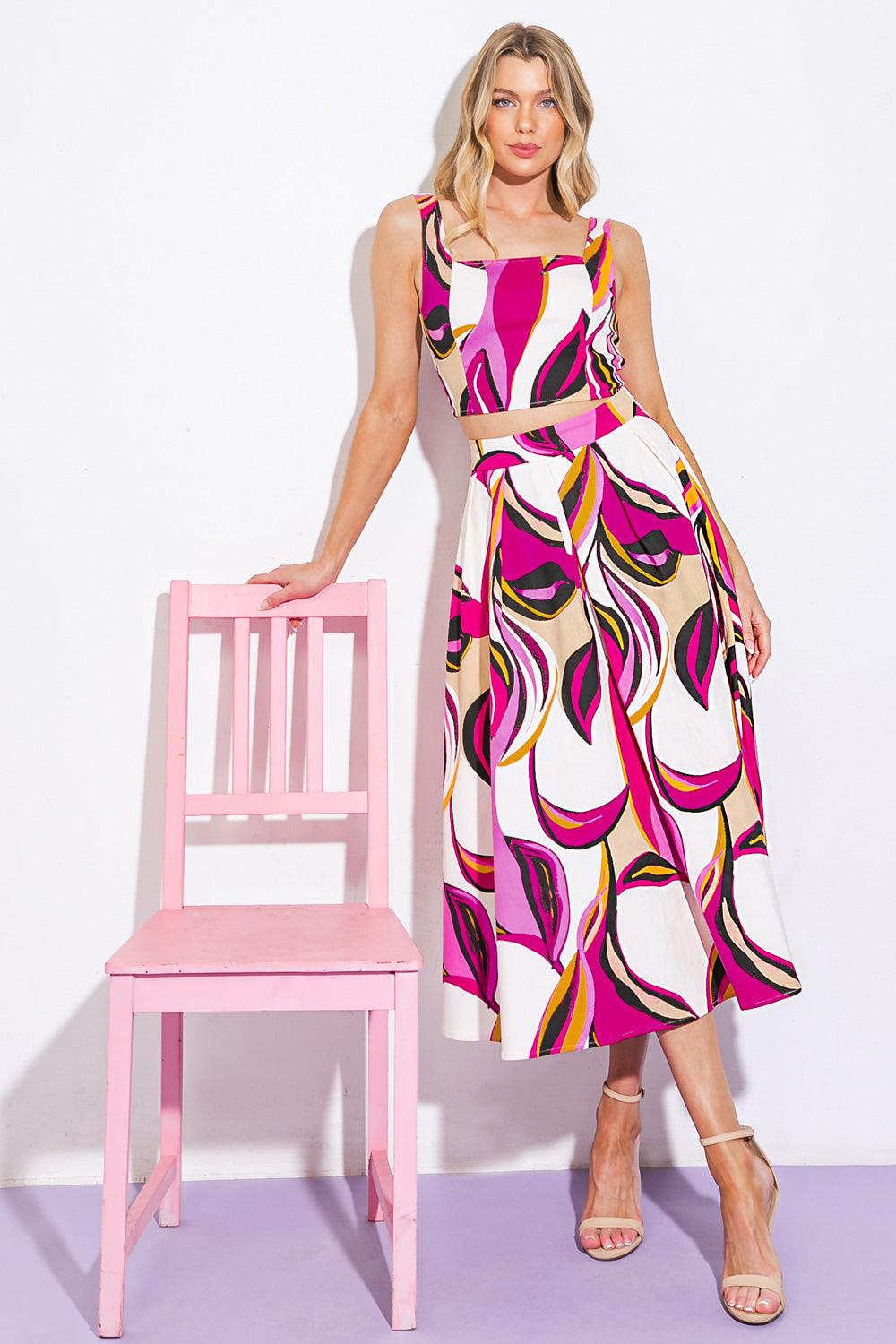 COCKTAIL CLUB WOVEN TWILL TOP AND SKIRT - Glamourous Grace