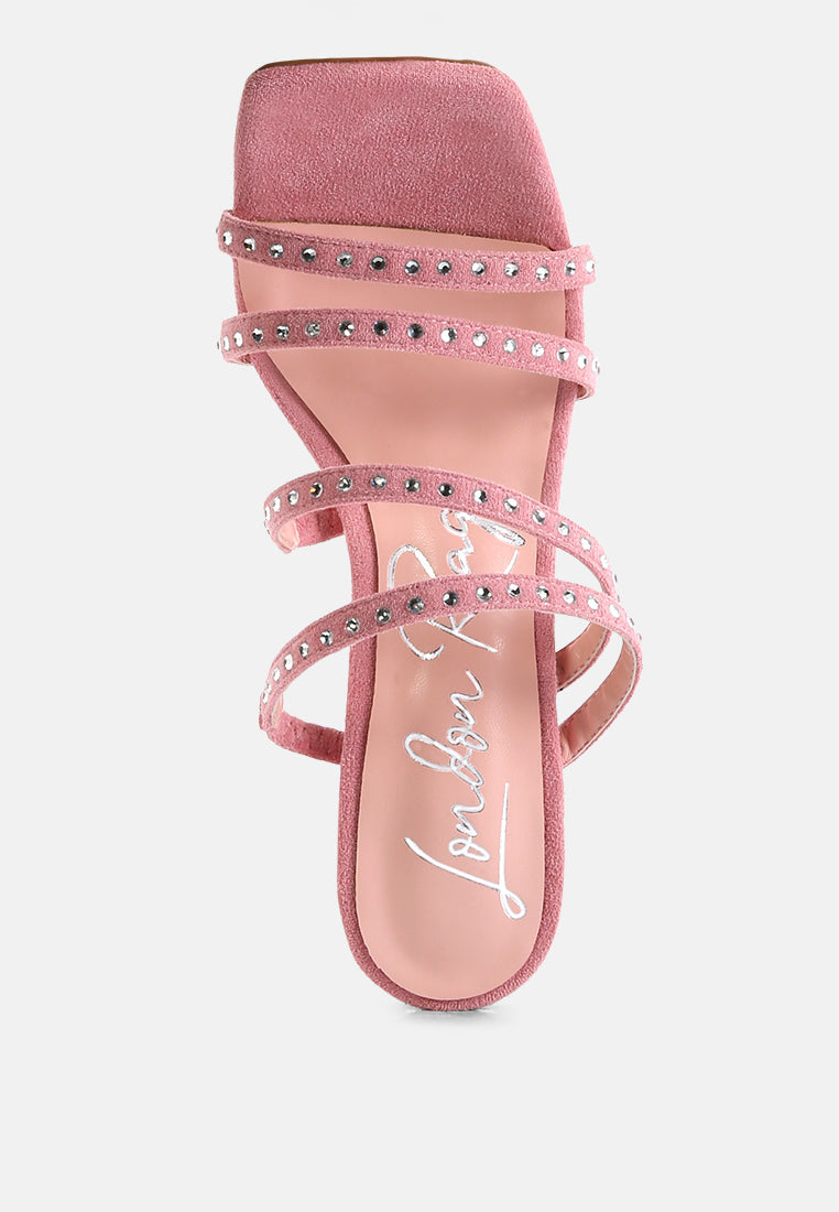 Face Me Studded Spool Heel Multi Strap Sandals - Glamourous Grace