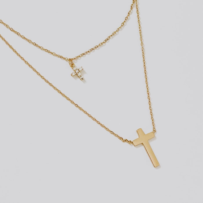Faithfully Layered Cross Necklace - Glamourous Grace