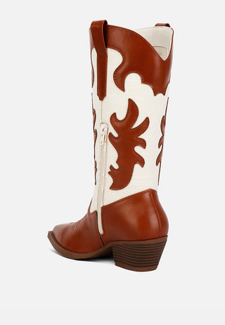 Fallon Faux Leather Patchwork Cowboy Boots - Glamourous Grace