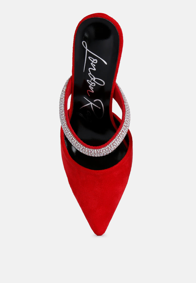 Fauci Diamante Strap Heeled Mules - Glamourous Grace