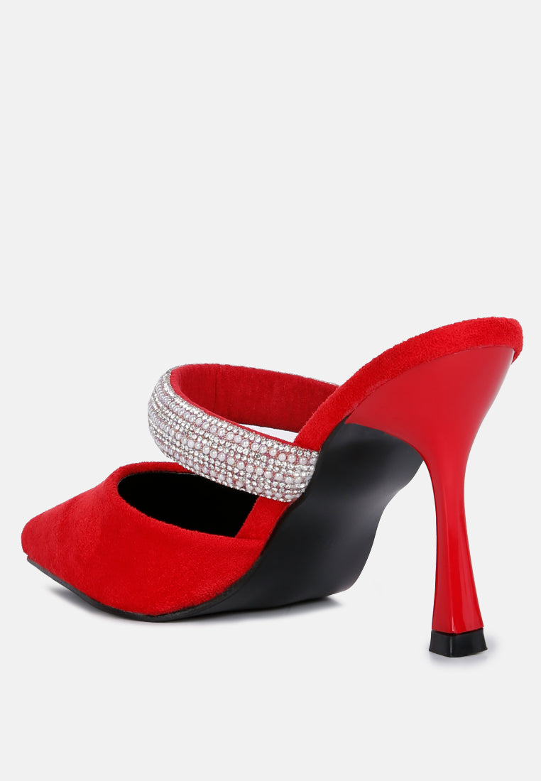 Fauci Diamante Strap Heeled Mules - Glamourous Grace