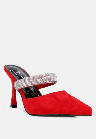 Fauci Diamante Strap Heeled Mules - Glamourous Grace