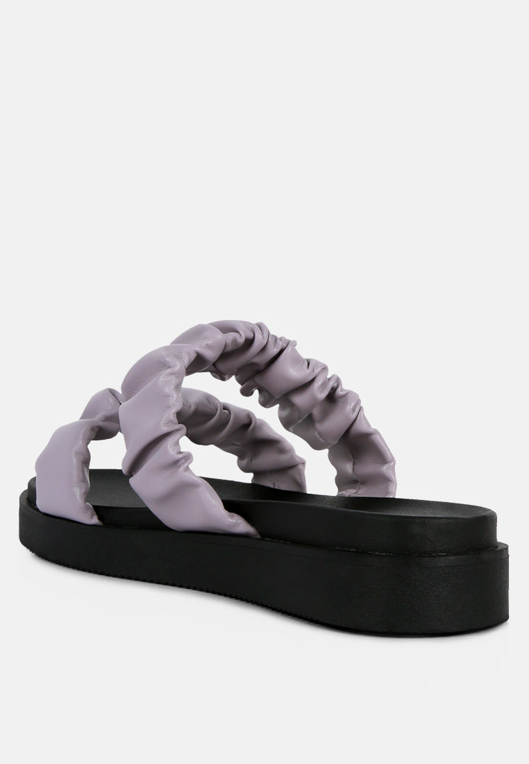 Maiden Platform Faux Leather Ruched Strap Platform Sandals - Glamourous Grace