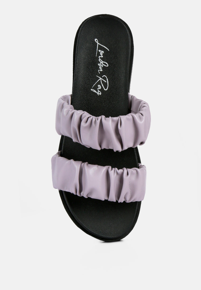 Maiden Platform Faux Leather Ruched Strap Platform Sandals - Glamourous Grace
