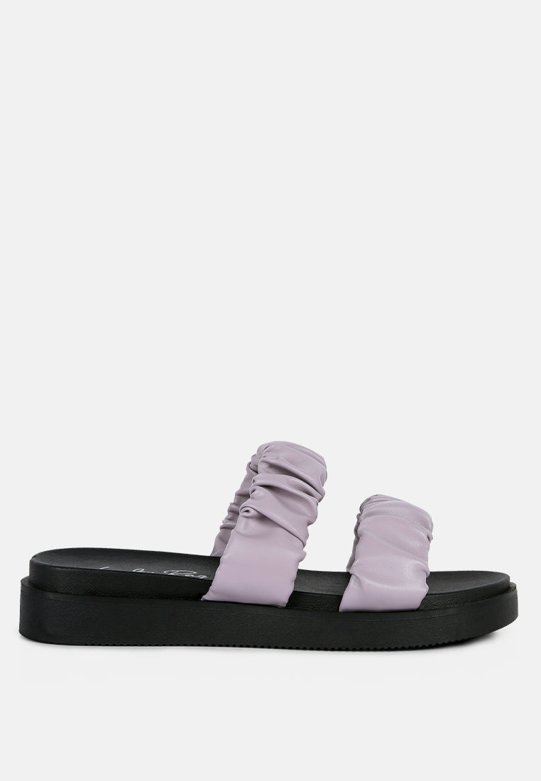 Maiden Platform Faux Leather Ruched Strap Platform Sandals - Glamourous Grace