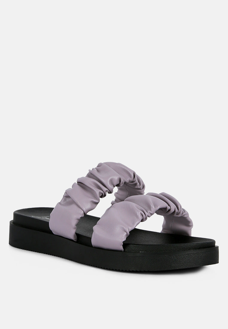 Maiden Platform Faux Leather Ruched Strap Platform Sandals - Glamourous Grace