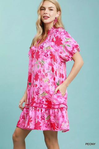 Umgee Floral Ruffle Hem Mini Dress - Glamourous Grace
