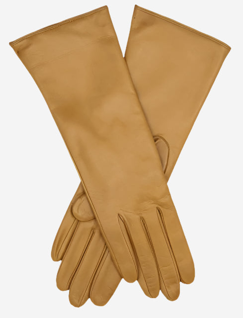 Camilla (camel) - Italian "4 button length" cashmere lined leather gloves - Glamourous Grace