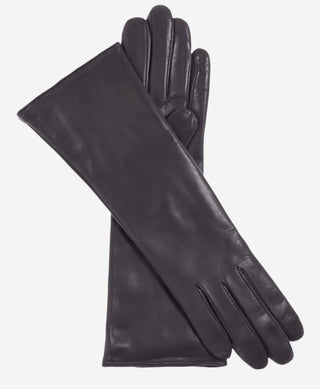 Camilla (charcoal) - Italian "4 button length" cashmere lined leather gloves - Glamourous Grace