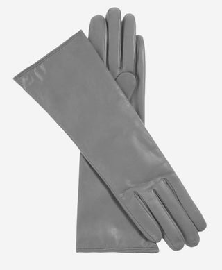 Camilla (grey) - Italian "4 button length" cashmere lined leather gloves - Glamourous Grace