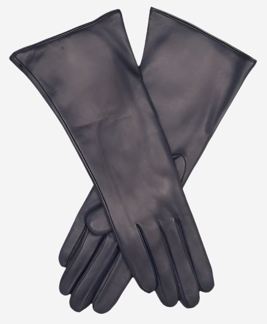 Camilla (navy) - Italian "4 button length" cashmere lined leather gloves - Glamourous Grace